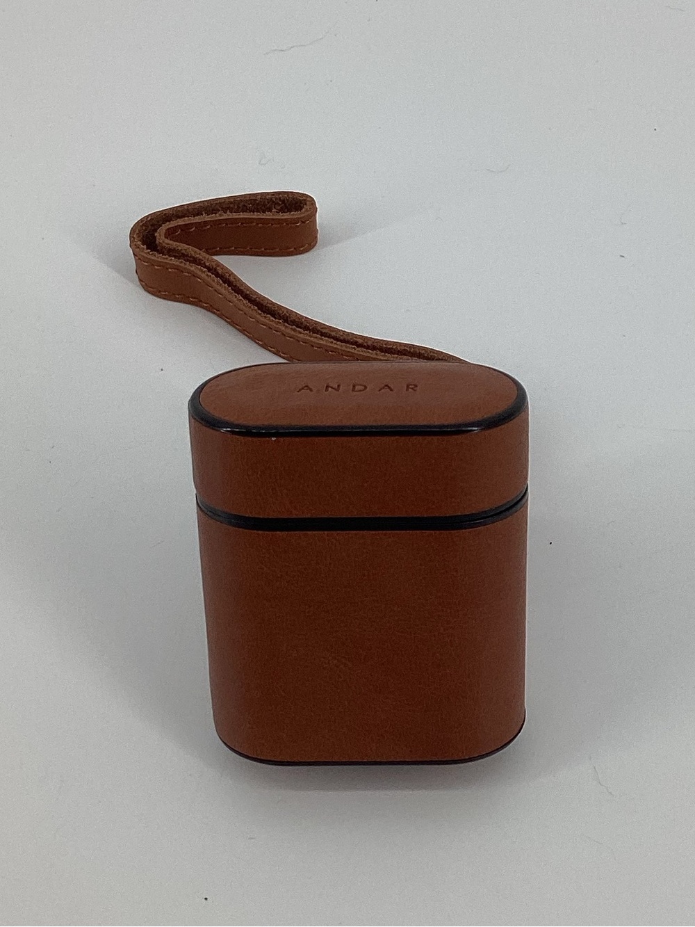A far - Brown Leather Earbud Case with Strap